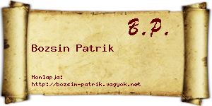 Bozsin Patrik névjegykártya